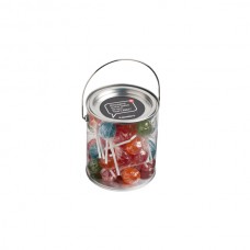 BIG PVC BUCKET FILLED WITH BALL LOLLIPOPS X44 (MIXED COLOURED LOLLIPOPS)