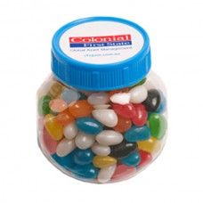 PLASTIC JAR FILLED WITH JELLY BEANS 170G (CORP COLOURED OR MIXED COLOURED JELLY BEANS)