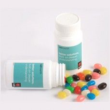 PILL JAR FILLED WITH JELLY BEANS 120G (MIXED COLOURS OR CORPORATE COLOURS)