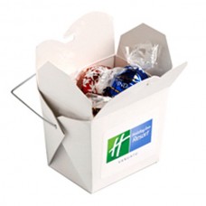 WHITE CARDBOARD NOODLE BOX  WITH LINDOR BALLS X5