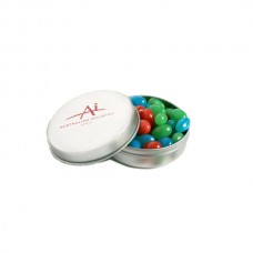 CANDLE TIN FILLED WITH MINI JELLY BEANS 50G (MIXED COLOURS OR CORPORATE COLOURS)