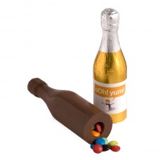 CHOCOLATE CHAMPAGNE BOTTLE 100G FILLED WITH 80G CHOC BEANS (MIXED COLOURS)