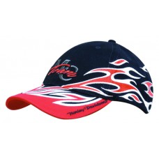 BRUSHED HEAVY COTTON CAP WITH FLAME EMBROIDERY