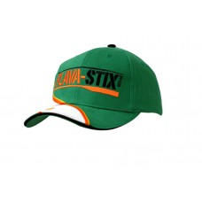BRUSHED HEAVY COTTON CAP WITH SANDWICH TRIM & FABRIC INSERTS/EMBROIDERY ON CROWN & PEAK