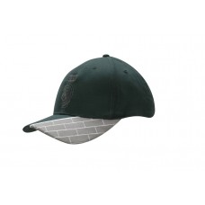 BRUSHED HEAVY COTTON CAP WITH FABRIC INSERT & EMBROIDERED BLOCKS ON PEAK
