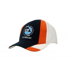 BRUSHED HEAVY COTTON CAP WITH FABRIC INSERTS ON CROWN & PEAK, EMBROIDERED LINES ON PEAK