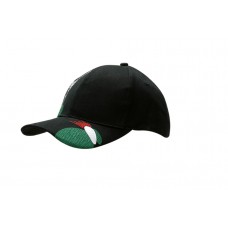 BRUSHED HEAVY COTTON CAP WITH GOLF DESIGN ON CROWN & PEAK