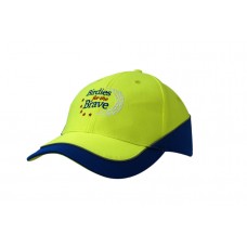 LUMINESCENT SAFETY CAP WITH INSERTS/REFLECTIVE PIPING ON CROWN & PEAK