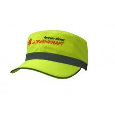 LUMINESCENT SAFETY MILITARY CAP WITH REFLECTIVE OPEN SANDWICH & REFLECTIVE CROWN TRIM