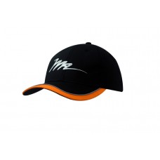 CANVAS CAP WITH MESH LINING WITH PEAK TRIM & PIPING
