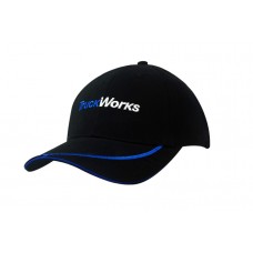 BRUSHED HEAVY COTTON CAP WITH SANDWICH TRIM & PEAK EMBROIDERED LINE
