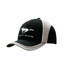 BRUSHED HEAVY COTTON CAP WITH FABRIC INSERTS/PIPING ON CROWN & PEAK