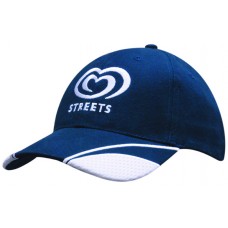 BRUSHED HEAVY COTTON CAP WITH MESH INSERTS ON PEAK