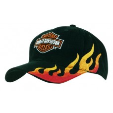 BRUSHED HEAVY COTTON CAP WITH FLAME EMBROIDERY