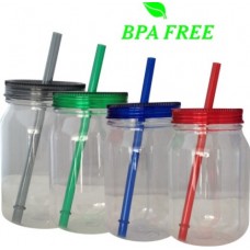 Plastic Bottle With A Matching Straw and Lid