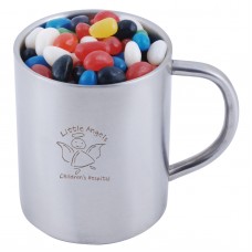 Assorted Colour Mini Jelly Beans In Double Wall Stainless Steel Barrel Mug