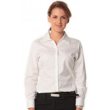 Ladies Self Stripe Long Sleeve Shirt