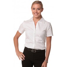 Ladies Self Stripe Short Sleeve Shirt