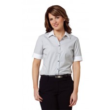 Ladies Tic Stripe Short Sleeve Shirt