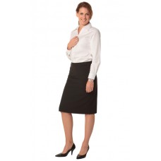 Ladies Poly/Viscose Stretch Stripe Mid Length Lined Pencil Skirt