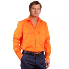 Men's Hi-Vis Long Sleeve Drill Shirt