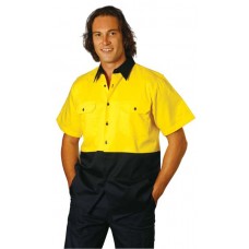 Hi-Vis Two Tone Short Sleeve Cotton Work Shirt.