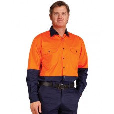 Hi-Vis Two Tone Cool-Breeze Long Sleeve Cotton Work Shirt