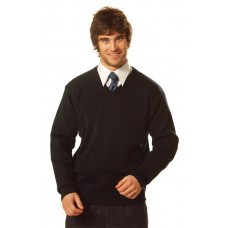 Mens V Neck Wool/Acrylic Knit Jumper